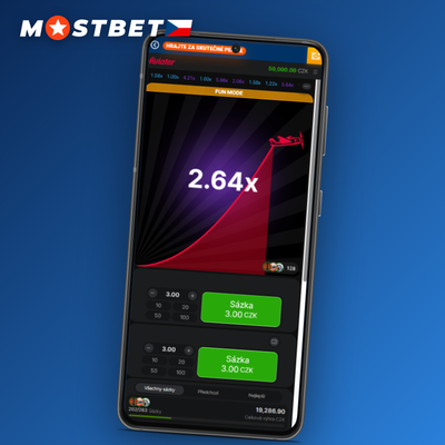 Ikona auto-cashout v Mostbet Aviator s cílovým násobitelem 2.00x