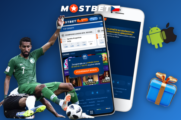 iPhone s instalační obrazovkou Mostbet iOS aplikace a tlačítkem pro stažení